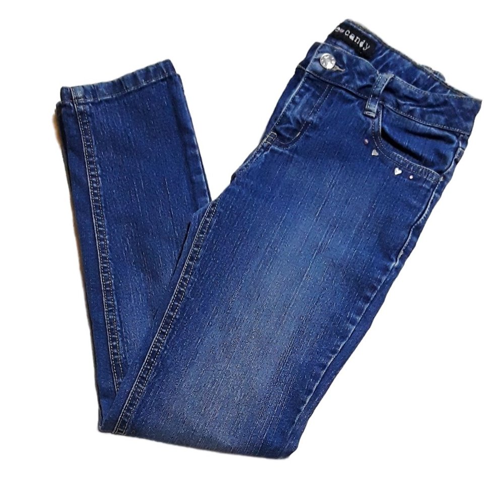 Eye Candy Heart Embellished Denim Jeans- Girls Sz 12 - Picture 3 of 6